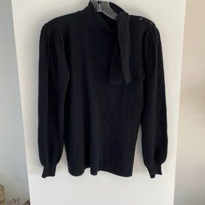 Vintage scarf sweater lambswool angora rabbit hair button shoulder tie neck